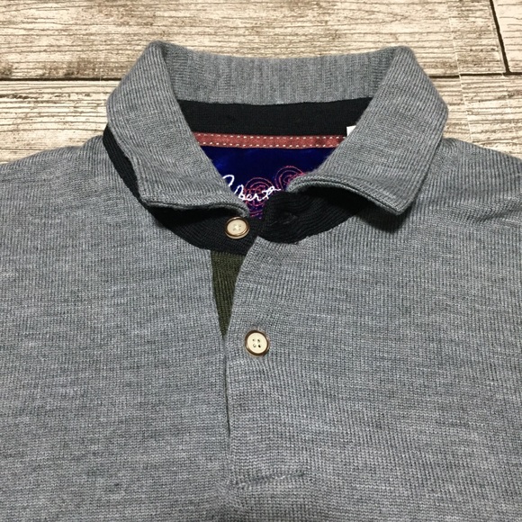 Robert Graham Wool Sweater Polo Men’s M Gray Pullover Collared - Picture 6 of 10